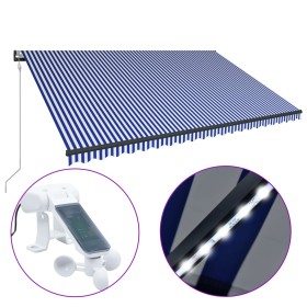 vidaXL Markise mit Windsensor & LED 500x300cm Blau und Weiß