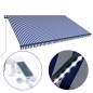 vidaXL Markise mit Windsensor & LED 500x300cm Blau und Weiß vidaXL Markise mit Windsensor & LED 500x300cm Blau und Weiß