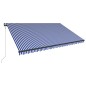 vidaXL Markise mit Windsensor & LED 500x300cm Blau und Weiß vidaXL Markise mit Windsensor & LED 500x300cm Blau und Weiß