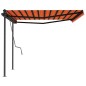 vidaXL Markise Manuell Einziehbar mit Pfosten 4,5x3 m Orange und Braun vidaXL Markise Manuell Einziehbar mit Pfosten 4,5x3 m Orange und Braun