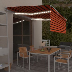 vidaXL Markise Automatisch mit Rollo LED Windsensor 4x3 m Orange Braun 