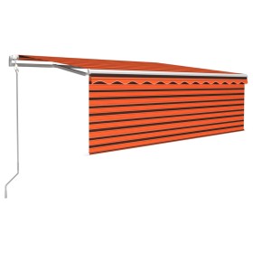 vidaXL Markise Automatisch mit Rollo LED Windsensor 4x3 m Orange Braun 