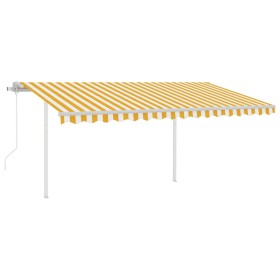vidaXL Automatische Markise mit LED & Windsensor 4x3,5 m Gelb und Weiß