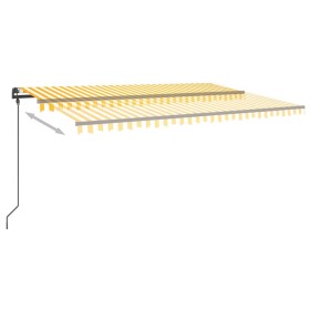 vidaXL Markise Manuell Einziehbar mit LED 5x3 m Gelb und Weiß