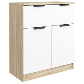 vidaXL Sideboard Weiß und Sonoma-Eiche 60x30x70 cm Holzwerkstoff