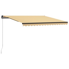 vidaXL Markise Manuell Einziehbar mit LED 400x300 cm Gelb & Weiß