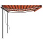 vidaXL Markise Manuell Einziehbar mit LED 6x3 m Orange und Braun vidaXL Markise Manuell Einziehbar mit LED 6x3 m Orange und Braun