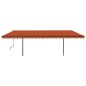 vidaXL Markise Manuell Einziehbar mit LED 6x3 m Orange und Braun vidaXL Markise Manuell Einziehbar mit LED 6x3 m Orange und Braun