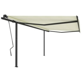 vidaXL Markise Manuell Einziehbar mit Pfosten 4,5x3 m Creme