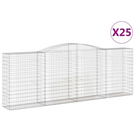 vidaXL Gabionen mit Hochbogen 25 Stk 400x50x140/160cm Verzinktes Eisen