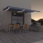 vidaXL Markise Manuell Einziehbar mit LED 600x300 cm Blau & Weiß vidaXL Markise Manuell Einziehbar mit LED 600x300 cm Blau & Weiß