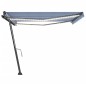 vidaXL Markise Manuell Einziehbar mit LED 400x300 cm Blau und Weiß vidaXL Markise Manuell Einziehbar mit LED 400x300 cm Blau und Weiß