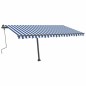 vidaXL Markise Manuell Einziehbar mit LED 400x300 cm Blau und Weiß vidaXL Markise Manuell Einziehbar mit LED 400x300 cm Blau und Weiß