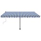 vidaXL Markise Manuell Einziehbar mit LED 400x300 cm Blau und Weiß vidaXL Markise Manuell Einziehbar mit LED 400x300 cm Blau und Weiß