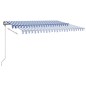 vidaXL Markise Manuell Einziehbar mit LED 400x300 cm Blau und Weiß vidaXL Markise Manuell Einziehbar mit LED 400x300 cm Blau und Weiß