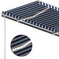 vidaXL Markise Manuell Einziehbar mit LED 400x300 cm Blau und Weiß vidaXL Markise Manuell Einziehbar mit LED 400x300 cm Blau und Weiß