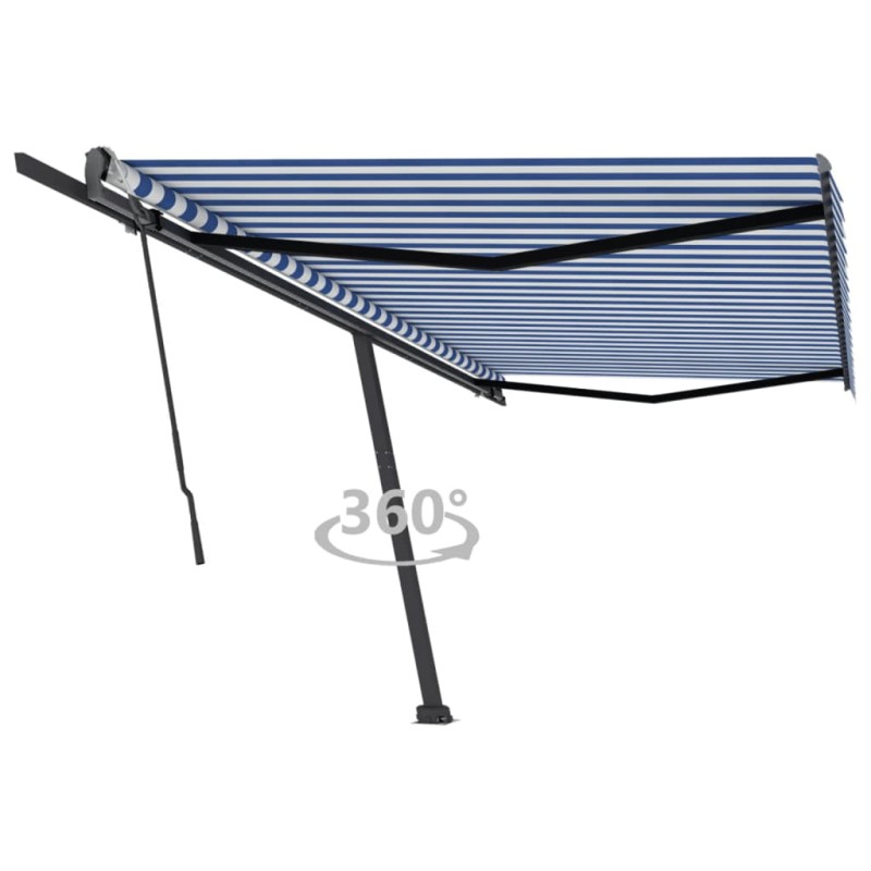 vidaXL Standmarkise Manuell Einziehbar 500x300 cm Blau/Weiß vidaXL Standmarkise Manuell Einziehbar 500x300 cm Blau/Weiß