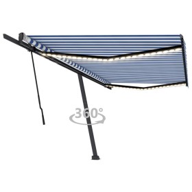 vidaXL Markise Manuell Einziehbar mit LED 500x300 cm Blau und Weiß