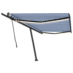 vidaXL Markise Manuell Einziehbar mit LED 500x300 cm Blau und Weiß