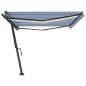 vidaXL Markise Manuell Einziehbar mit LED 500x300 cm Blau und Weiß vidaXL Markise Manuell Einziehbar mit LED 500x300 cm Blau und Weiß