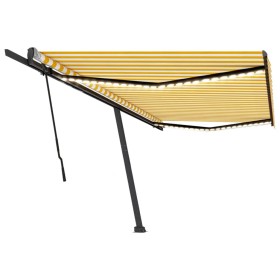 vidaXL Markise Manuell Einziehbar mit LED 500x300 cm Gelb Weiß