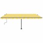vidaXL Markise Manuell Einziehbar mit LED 500x300 cm Gelb Weiß vidaXL Markise Manuell Einziehbar mit LED 500x300 cm Gelb Weiß