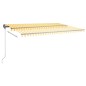 vidaXL Markise Manuell Einziehbar mit LED 500x300 cm Gelb Weiß vidaXL Markise Manuell Einziehbar mit LED 500x300 cm Gelb Weiß