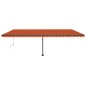 vidaXL Markise Manuell Einziehbar mit LED 600x300 cm Orange Braun vidaXL Markise Manuell Einziehbar mit LED 600x300 cm Orange Braun