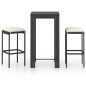 3-tlg. Gartenbar-Set mit Kissen Poly Rattan Schwarz 3-tlg. Gartenbar-Set mit Kissen Poly Rattan Schwarz