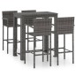 5-tlg. Garten-Bar-Set mit Armlehnen Poly Rattan Grau 5-tlg. Garten-Bar-Set mit Armlehnen Poly Rattan Grau