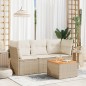 vidaXL 4-tlg. Garten-Sofagarnitur mit Kissen Beige Poly Rattan vidaXL 4-tlg. Garten-Sofagarnitur mit Kissen Beige Poly Rattan