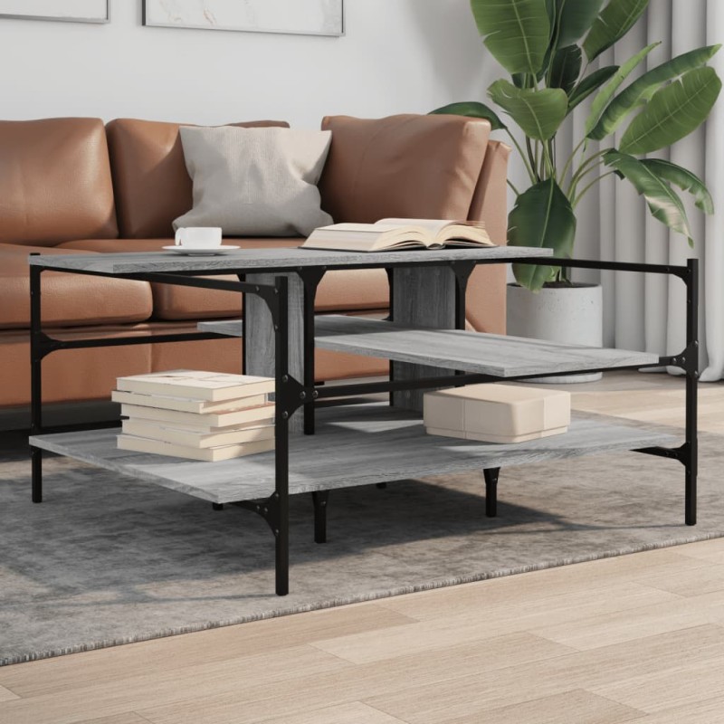 vidaXL Couchtisch Grau Sonoma 100x100x48,5 cm Holzwerkstoff vidaXL Couchtisch Grau Sonoma 100x100x48,5 cm Holzwerkstoff