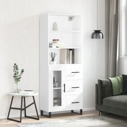 Highboard Hochglanz-Weiß 69,5x34x180 cm Holzwerkstoff