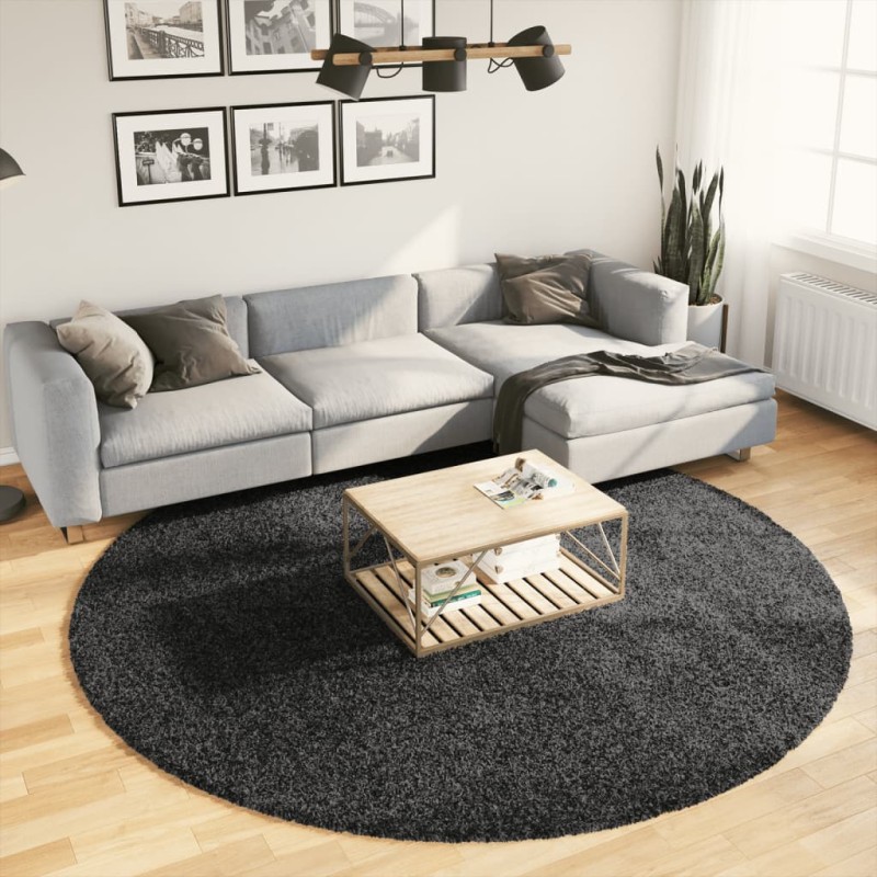 vidaXL Teppich Shaggy Hochflor Modern Anthrazit Ø 240 cm vidaXL Teppich Shaggy Hochflor Modern Anthrazit Ø 240 cm
