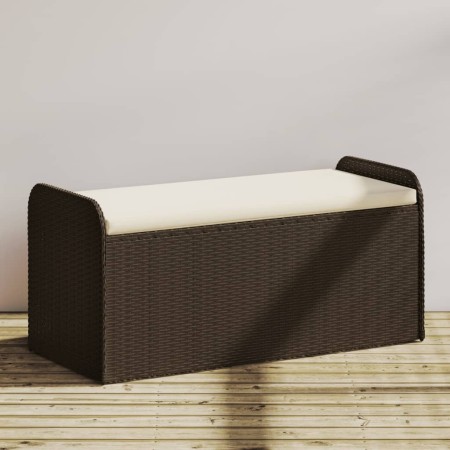 vidaXL Sitzbank mit Stauraum & Kissen Braun 115x51x52 cm Poly Rattan