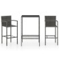 3-tlg. Gartenbar-Set Poly Rattan Grau 3-tlg. Gartenbar-Set Poly Rattan Grau