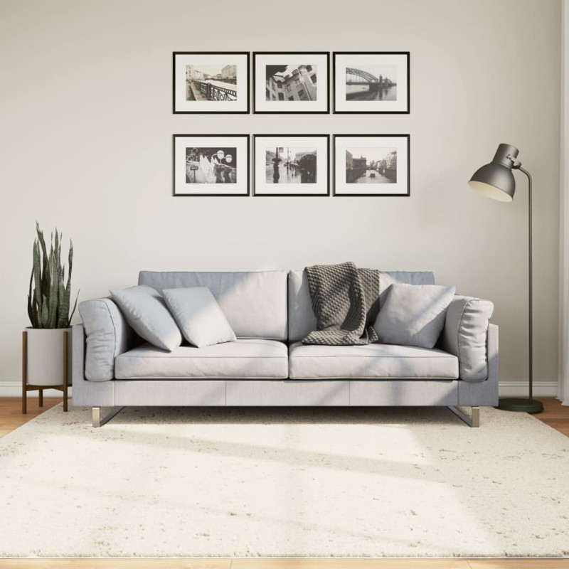 vidaXL Teppich Shaggy Hochflor Modern Creme 200x200 cm vidaXL Teppich Shaggy Hochflor Modern Creme 200x200 cm