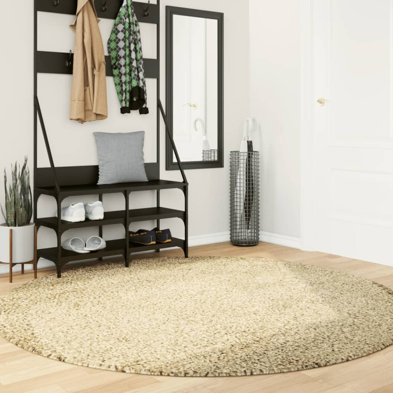 vidaXL Teppich Shaggy Hochflor Modern Golden Ø 200 cm vidaXL Teppich Shaggy Hochflor Modern Golden Ø 200 cm