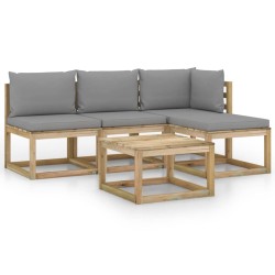 5-tlg. Garten-Lounge-Set mit Grauen Kissen
