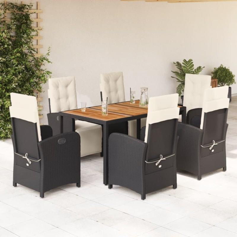 vidaXL 7-tlg. Garten-Essgruppe mit Kissen Schwarz Poly Rattan vidaXL 7-tlg. Garten-Essgruppe mit Kissen Schwarz Poly Rattan