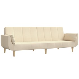 vidaXL Schlafsofa 2-Sitzer mit 2 Kissen Creme Stoff