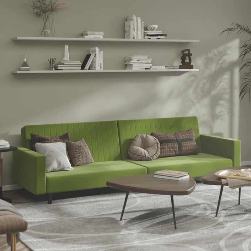 vidaXL Schlafsofa 2-Sitzer Hellgrün Samt vidaXL Schlafsofa 2-Sitzer Hellgrün Samt