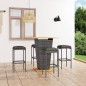 5-tlg. Gartenbar-Set mit Kissen Poly Rattan Grau 5-tlg. Gartenbar-Set mit Kissen Poly Rattan Grau