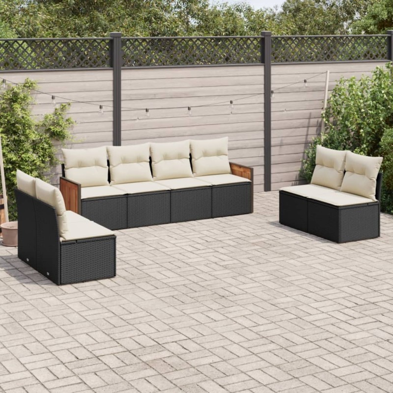 vidaXL 8-tlg. Garten-Sofagarnitur mit Kissen Schwarz Poly Rattan vidaXL 8-tlg. Garten-Sofagarnitur mit Kissen Schwarz Poly Rattan