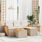 vidaXL 5-tlg. Garten-Sofagarnitur mit Kissen Beige Poly Rattan vidaXL 5-tlg. Garten-Sofagarnitur mit Kissen Beige Poly Rattan