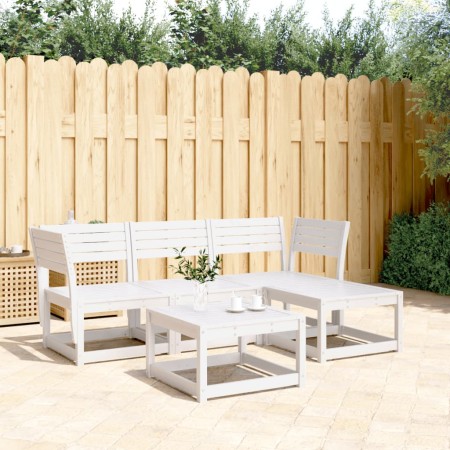 vidaXL 4-tlg. Garten-Lounge-Set Weiß Massivholz Kiefer