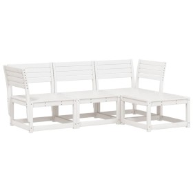 vidaXL 4-tlg. Garten-Lounge-Set Weiß Massivholz Kiefer