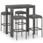 5-tlg. Gartenbar-Set mit Kissen Poly Rattan Grau 5-tlg. Gartenbar-Set mit Kissen Poly Rattan Grau