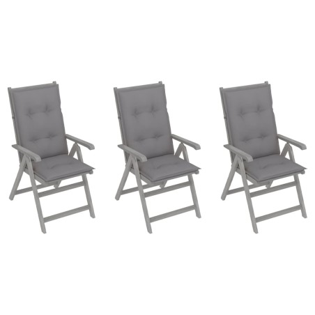 Verstellbare Gartenstühle 3 Stk. mit Auflagen Massivholz Akazie
