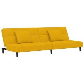 vidaXL Schlafsofa 2-Sitzer mit 2 Kissen Gelb Samt
